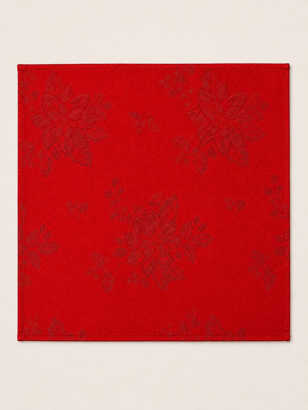 Vintage Red Poinsettia Jacquard Napkins Set of 6 Christmas Holiday 17x18